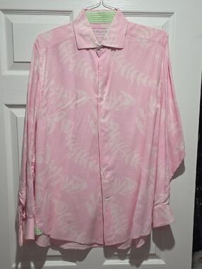 Lilly Pulitzer Mens Pink Patterned Button-Up Shirt Sz M